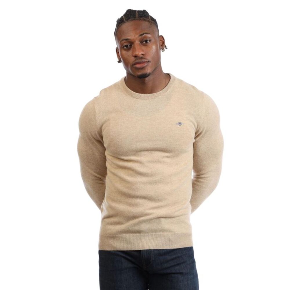 Gant Mens Lambswool Blend Regular Sweater / Khaki Brown